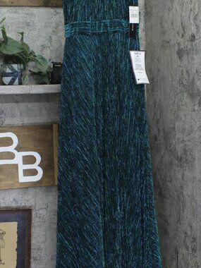 Betsy & Adam Green Betsy Adam Knit Halter Neck Sleeveless Floor Dress